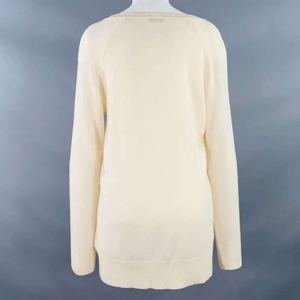 EQUIPMENT Size S Cream Cashmere Knit Oversized V-Neck Pullover
